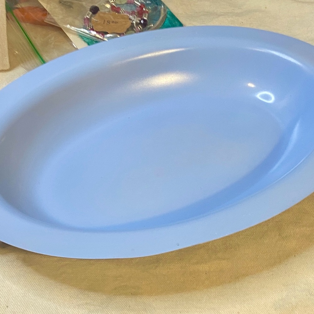 Vintage Upcycled Sky Blue Oval Platter